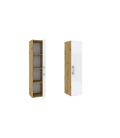 Słupek lazienkowy wiszący LUNA 1D 40 cm Dąb Artisan z białymi drzwiami połysk